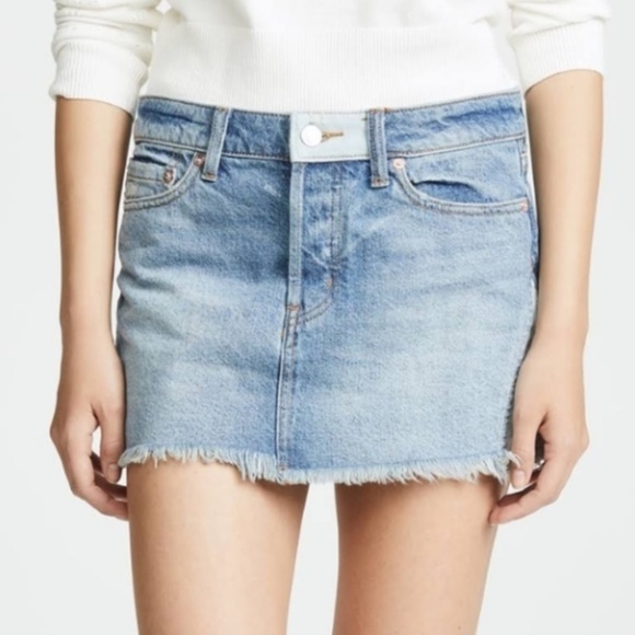 Free People WE THE FREE PATCHED DENIM MINI SKIRT size 26 - Picture 7 of 12